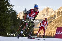 20.12.2015, Ramsau, Austria (AUT): Tino Edelmann (GER), Yoshito Watabe (JPN), (l-r)  - FIS world cup nordic combined, individual gundersen HS96/10km, Ramsau (AUT). www.nordicfocus.com. © Felgenhauer/NordicFocus. Every downloaded picture is fee-liable.