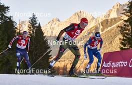 20.12.2015, Ramsau, Austria (AUT): Haavard Klemetsen (NOR), Eric Frenzel (GER), Tomas Portyk (CZE), (l-r)  - FIS world cup nordic combined, individual gundersen HS96/10km, Ramsau (AUT). www.nordicfocus.com. © Felgenhauer/NordicFocus. Every downloaded picture is fee-liable.