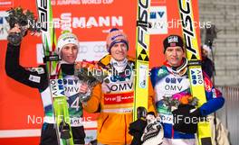 14.03.2015, Oslo, Norway (NOR): (l-r) Peter Prevc (SLO), Severin Freund (GER), Fischer and Rune Velta (NOR), Fischer - FIS world cup ski jumping, individual HS134, Oslo (NOR). www.nordicfocus.com. © Laiho/NordicFocus. Every downloaded picture is fee-liable.
