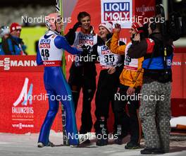 21.02.2015, Falun, Sweden (SWE): Severin Freund (GER), Andreas Wellinger (GER), Marinus Kraus (GER), Richard Freitag (GER), (l-r)  - FIS nordic world ski championships, ski jumping, individual HS100, Falun (SWE). www.nordicfocus.com. © NordicFocus. Every downloaded picture is fee-liable.