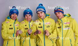 28.02.2015, Falun, Sweden (SWE): Kamil Stoch (POL), Jan Ziobro (POL), Klemens Muranka (POL), Piotr Zyla (POL), (l-r)  - FIS nordic world ski championships, ski jumping, medals, Falun (SWE). www.nordicfocus.com. © NordicFocus. Every downloaded picture is fee-liable.