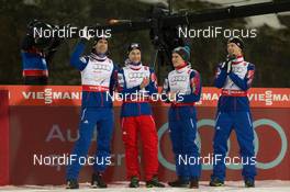 28.02.2015, Falun, Sweden (SWE): Anders Bardal (NOR), Anders Jacobsen (NOR), Anders Fannemel (NOR), Rune Velta (NOR) - FIS nordic world ski championships, ski jumping, team HS134, Falun (SWE). www.nordicfocus.com. © NordicFocus. Every downloaded picture is fee-liable.