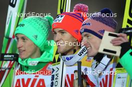 22.11.2015, Klingenthal, Germany (GER):  (l-r), Peter Prevc (SLO), Daniel-Andre Tande (NOR), Fischer, Severin Freund (GER), Fischer - FIS world cup ski jumping, individual HS140, Klingenthal (GER). www.nordicfocus.com. © Domanski/NordicFocus. Every downloaded picture is fee-liable.