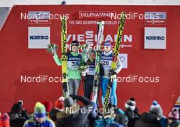 04.12.2015, Lillehammer, Norway (NOR): Maja Vtic (SLO), Sara Takanashi (JPN), Maren Lundby (NOR), (l-r) - FIS world cup ski jumping ladies, individual HS100, Lillehammer (NOR). www.nordicfocus.com. © Felgenhauer/NordicFocus. Every downloaded picture is fee-liable.