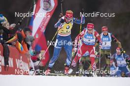 10.01.2016, Ruhpolding, Germany (GER): Gabriela Soukalova (CZE), Tiril Eckhoff (NOR), Franziska Hildebrand (GER), (l-r) -  IBU world cup biathlon, mass women, Ruhpolding replacing Oberhof (GER). www.nordicfocus.com. © Manzoni/NordicFocus. Every downloaded picture is fee-liable.