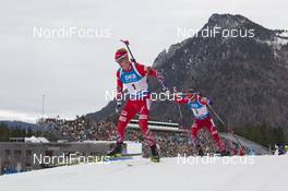 09.01.2016, Ruhpolding, Germany (GER): Johannes Thingnes Boe (NOR), Tarjei Boe (NOR), (l-r) -  IBU world cup biathlon, pursuit men, Ruhpolding replacing Oberhof (GER). www.nordicfocus.com. © Manzoni/NordicFocus. Every downloaded picture is fee-liable.