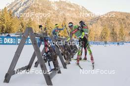 07.01.2016, Ruhpolding, Germany (GER): Event Feature: Belarussian athlete collects his riffle at the riffle rack -  IBU world cup biathlon, training, Ruhpolding replacing Oberhof (GER). www.nordicfocus.com. © Manzoni/NordicFocus. Every downloaded picture is fee-liable.