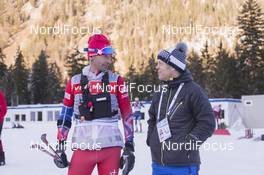07.01.2016, Ruhpolding, Germany (GER): Michael Grossegger (AUT) with Norwegian technician  -  IBU world cup biathlon, training, Ruhpolding replacing Oberhof (GER). www.nordicfocus.com. © Manzoni/NordicFocus. Every downloaded picture is fee-liable.