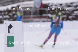07.01.2016, Ruhpolding, Germany (GER): Event Feature: Undefined athlete follows the track sign -  IBU world cup biathlon, training, Ruhpolding replacing Oberhof (GER). www.nordicfocus.com. © Manzoni/NordicFocus. Every downloaded picture is fee-liable.