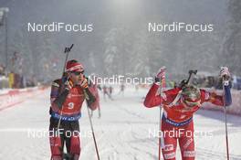 16.01.2016, Ruhpolding, Germany (GER): Simon Eder (AUT), Emil Hegle Svendsen (NOR), (l-r) -  IBU world cup biathlon, mass men, Ruhpolding (GER). www.nordicfocus.com. © Manzoni/NordicFocus. Every downloaded picture is fee-liable.