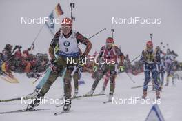 16.01.2016, Ruhpolding, Germany (GER): Franziska Hildebrand (GER), Laura Dahlmeier (GER), Gabriela Soukalova (CZE), (l-r) -  IBU world cup biathlon, mass women, Ruhpolding (GER). www.nordicfocus.com. © Manzoni/NordicFocus. Every downloaded picture is fee-liable.
