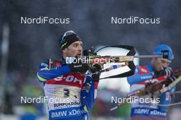 15.01.2016, Ruhpolding, Germany (GER): Simon Desthieux (FRA) -  IBU world cup biathlon, relay men, Ruhpolding (GER). www.nordicfocus.com. © Manzoni/NordicFocus. Every downloaded picture is fee-liable.