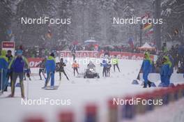 15.01.2016, Ruhpolding, Germany (GER): Event Feature: Volunteers prepare the track for the race during heavy snow -  IBU world cup biathlon, relay men, Ruhpolding (GER). www.nordicfocus.com. © Manzoni/NordicFocus. Every downloaded picture is fee-liable.