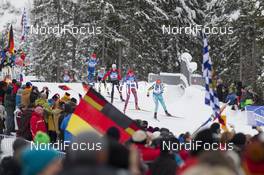 17.01.2016, Ruhpolding, Germany (GER): Iryna Varvynets (UKR), Ekaterina Shumilova (RUS), Julia Ransom (CAN), (l-r) -  IBU world cup biathlon, relay women, Ruhpolding (GER). www.nordicfocus.com. © Manzoni/NordicFocus. Every downloaded picture is fee-liable.