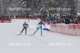 17.01.2016, Ruhpolding, Germany (GER): Olena Pidhrushna (UKR), Laura Dahlmeier (GER), (l-r) -  IBU world cup biathlon, relay women, Ruhpolding (GER). www.nordicfocus.com. © Manzoni/NordicFocus. Every downloaded picture is fee-liable.