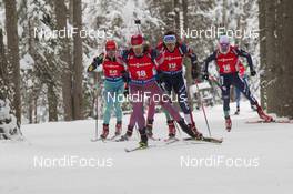 23.01.2016, Antholz, Italy (ITA): Evgeniy Garanichev (RUS), Dominik Windisch (ITA), Christian de Lorenzi (ITA), (l-r) -  IBU world cup biathlon, pursuit men, Antholz (ITA). www.nordicfocus.com. © Manzoni/NordicFocus. Every downloaded picture is fee-liable.