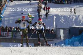 24.01.2016, Antholz, Italy (ITA): Jeremy Finello (SUI), Arnd Peiffer (GER), (l-r) -  IBU world cup biathlon, relay men, Antholz (ITA). www.nordicfocus.com. © Manzoni/NordicFocus. Every downloaded picture is fee-liable.