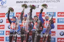 24.01.2016, Antholz, Italy (ITA): Anais Chevalier (FRA), Anais Bescond (FRA), Justine Braisaz (FRA), Marie Dorin (FRA), (l-r) -  IBU world cup biathlon, relay women, Antholz (ITA). www.nordicfocus.com. © Manzoni/NordicFocus. Every downloaded picture is fee-liable.