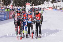 24.01.2016, Antholz, Italy (ITA): Anais Bescond (FRA), Marie Dorin (FRA), Anais Chevalier (FRA), Justine Braisaz (FRA) -  IBU world cup biathlon, relay women, Antholz (ITA). www.nordicfocus.com. © Manzoni/NordicFocus. Every downloaded picture is fee-liable.