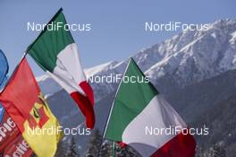 22.01.2016, Antholz, Italy (ITA): Event Feature: Italian Flags in the sun -  IBU world cup biathlon, sprint men, Antholz (ITA). www.nordicfocus.com. © Manzoni/NordicFocus. Every downloaded picture is fee-liable.