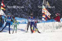 21.01.2016, Antholz, Italy (ITA): Marie Dorin (FRA) leads a group -  IBU world cup biathlon, sprint women, Antholz (ITA). www.nordicfocus.com. © Manzoni/NordicFocus. Every downloaded picture is fee-liable.