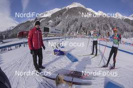 19.01.2016, Antholz, Italy (ITA): Event Feature: Peter Blom (SWE), Madshus race service awaits his athletes -  IBU world cup biathlon, training, Antholz (ITA). www.nordicfocus.com. © Manzoni/NordicFocus. Every downloaded picture is fee-liable.