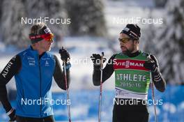 20.01.2016, Antholz, Italy (ITA): Frank Schmidt (GER), Service Technician Team Switzerland, Benjamin Weger (SUI), (l-r) -  IBU world cup biathlon, training, Antholz (ITA). www.nordicfocus.com. © Manzoni/NordicFocus. Every downloaded picture is fee-liable.