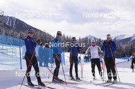 19.01.2016, Antholz, Italy (ITA): Susi Meinen (SUI), Armin Auchentaller (ITA), Coach Team Switzerland, Aita Gasparin (SUI), Selina Gasparin (SUI), Irene Cadurisch (SUI), (l-r) -  IBU world cup biathlon, training, Antholz (ITA). www.nordicfocus.com. © Manzoni/NordicFocus. Every downloaded picture is fee-liable.