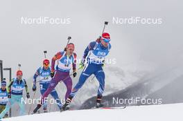 06.02.2016, Canmore, Canada (CAN): Serhiy Semenov (UKR), Michal Slesingr (CZE), Lowell Bailey (USA), Michal Krcmar (CZE), (l-r) -  IBU world cup biathlon, mass men, Canmore (CAN). www.nordicfocus.com. © Manzoni/NordicFocus. Every downloaded picture is fee-liable.