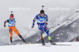 06.02.2016, Canmore, Canada (CAN): Matej Kazar (SVK), Simon Desthieux (FRA), (l-r) -  IBU world cup biathlon, mass men, Canmore (CAN). www.nordicfocus.com. © Manzoni/NordicFocus. Every downloaded picture is fee-liable.