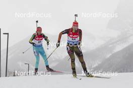 06.02.2016, Canmore, Canada (CAN): Iryna Varvynets (UKR), Karolin Horchler (GER), (l-r) -  IBU world cup biathlon, mass women, Canmore (CAN). www.nordicfocus.com. © Manzoni/NordicFocus. Every downloaded picture is fee-liable.