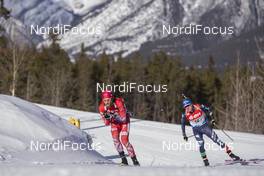 07.02.2016, Canmore, Canada (CAN): Alexander Os (NOR), Lukas Hofer (ITA), (l-r) -  IBU world cup biathlon, relay mixed, Canmore (CAN). www.nordicfocus.com. © Manzoni/NordicFocus. Every downloaded picture is fee-liable.