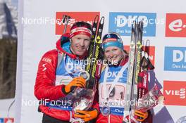 07.02.2016, Canmore, Canada (CAN): Simon Eder (AUT), Lisa Theresa Hauser (AUT), (l-r) -  IBU world cup biathlon, single mixed relay, Canmore (CAN). www.nordicfocus.com. © Manzoni/NordicFocus. Every downloaded picture is fee-liable.