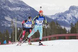 04.02.2016, Canmore, Canada (CAN): Dominik Landertinger (AUT), Artem Pryma (URK), (l-r) -  IBU world cup biathlon, sprint men, Canmore (CAN). www.nordicfocus.com. © Manzoni/NordicFocus. Every downloaded picture is fee-liable.