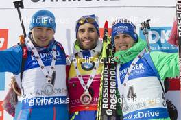 04.02.2016, Canmore, Canada (CAN): Anton Shipulin (RUS), Martin Fourcade (FRA), Simon Schempp (GER), (l-r) -  IBU world cup biathlon, sprint men, Canmore (CAN). www.nordicfocus.com. © Manzoni/NordicFocus. Every downloaded picture is fee-liable.