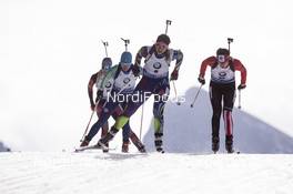05.02.2016, Canmore, Canada (CAN): Darya Usanova (KAZ), Anais Bescond (FRA), Julia Ransom (CAN), (l-r) -  IBU world cup biathlon, sprint women, Canmore (CAN). www.nordicfocus.com. © Manzoni/NordicFocus. Every downloaded picture is fee-liable.