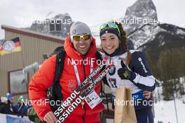 05.02.2016, Canmore, Canada (CAN): Sylvain Fanjas-Claret (FRA), Rossignol Race Service, Dorothea Wierer (ITA), (l-r) -  IBU world cup biathlon, sprint women, Canmore (CAN). www.nordicfocus.com. © Manzoni/NordicFocus. Every downloaded picture is fee-liable.