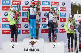05.02.2016, Canmore, Canada (CAN): Krystyna Guzik (POL), Olena Pidhrushna (UKR), Dorothea Wierer (ITA), Monika Hojnisz (POL), (l-r) -  IBU world cup biathlon, sprint women, Canmore (CAN). www.nordicfocus.com. © Manzoni/NordicFocus. Every downloaded picture is fee-liable.