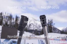 02.02.2016, Canmore, Canada (CAN): Event Feature: Biathlon Feature with riffles and the Rocky Mountains -  IBU world cup biathlon, training, Canmore (CAN). www.nordicfocus.com. © Manzoni/NordicFocus. Every downloaded picture is fee-liable.