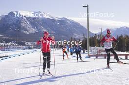03.02.2016, Canmore, Canada (CAN): Marte Olsbu (NOR), Stian Eckhoff (NOR), coach Team Norway, (l-r) -  IBU world cup biathlon, training, Canmore (CAN). www.nordicfocus.com. © Manzoni/NordicFocus. Every downloaded picture is fee-liable.