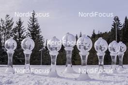 18.03.2016, Khanty-Mansiysk, Russia (RUS): Biathlon Feature: All IBU Globes for disciplin and overall winners  -  IBU world cup biathlon,  cups, Khanty-Mansiysk (RUS). www.nordicfocus.com. © Manzoni/NordicFocus. Every downloaded picture is fee-liable.