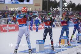 19.03.2016, Khanty-Mansiysk, Russia (RUS): Kaisa Maekaeraeinen (FIN), Dorothea Wierer (ITA), Gabriela Soukalova (CZE), Marie Dorin Habert (FRA), (l-r) -  IBU world cup biathlon, pursuit women, Khanty-Mansiysk (RUS). www.nordicfocus.com. © Manzoni/NordicFocus. Every downloaded picture is fee-liable.