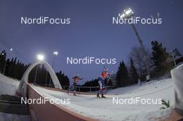 18.03.2016, Khanty-Mansiysk, Russia (RUS): Dominik Windisch (ITA), Tarjei Boe (NOR), (l-r) -  IBU world cup biathlon, sprint men, Khanty-Mansiysk (RUS). www.nordicfocus.com. © Manzoni/NordicFocus. Every downloaded picture is fee-liable.