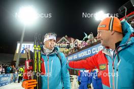 18.03.2016, Khanty-Mansiysk, Russia (RUS): Julian Eberhard (AUT), Walter Horl(AUT) -  IBU world cup biathlon, sprint men, Khanty-Mansiysk (RUS). www.nordicfocus.com. © Tumashov/NordicFocus. Every downloaded picture is fee-liable.