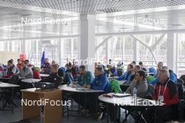 15.03.2016, Khanty-Mansiysk, Russia (RUS): Event Feature: Team captains listen to the meeting -  IBU world cup biathlon, team captains meeting, Khanty-Mansiysk (RUS). www.nordicfocus.com. © Manzoni/NordicFocus. Every downloaded picture is fee-liable.