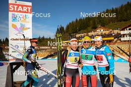 02.02.2016, Cheile Gradistei, Romania (ROU): KURZTHALER Susanna(AUT), SCHWAIGER Julia(AUT), KUPFNER Simone(AUT), - IBU Youth and Junior world ski championships biathlon, relay women junior, Cheile Gradistei (ROU). www.nordicfocus.com. © Tumashov/NordicFocus. Every downloaded picture is fee-liable.