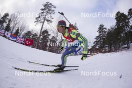 10.03.2016, Oslo, Norway (NOR): Anton Pantov (KAZ) - IBU world championships biathlon, individual men, Oslo (NOR). www.nordicfocus.com. © NordicFocus. Every downloaded picture is fee-liable.