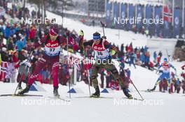 10.03.2016, Oslo, Norway (NOR): Andrejs Rastorgujevs (LAT), Andreas Birnbacher (GER), (l-r) - IBU world championships biathlon, individual men, Oslo (NOR). www.nordicfocus.com. © NordicFocus. Every downloaded picture is fee-liable.