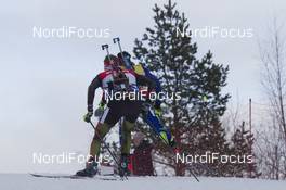 10.03.2016, Oslo, Norway (NOR): Benedikt Doll (GER), Martin Fourcade (FRA), (l-r) - IBU world championships biathlon, individual men, Oslo (NOR). www.nordicfocus.com. © NordicFocus. Every downloaded picture is fee-liable.