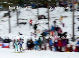09.03.2016, Oslo, Norway (NOR): Anais Bescond (FRA), Olena Pidhrushna (UKR) - IBU world championships biathlon, individual women, Oslo (NOR). www.nordicfocus.com. © Tumashov/NordicFocus. Every downloaded picture is fee-liable.